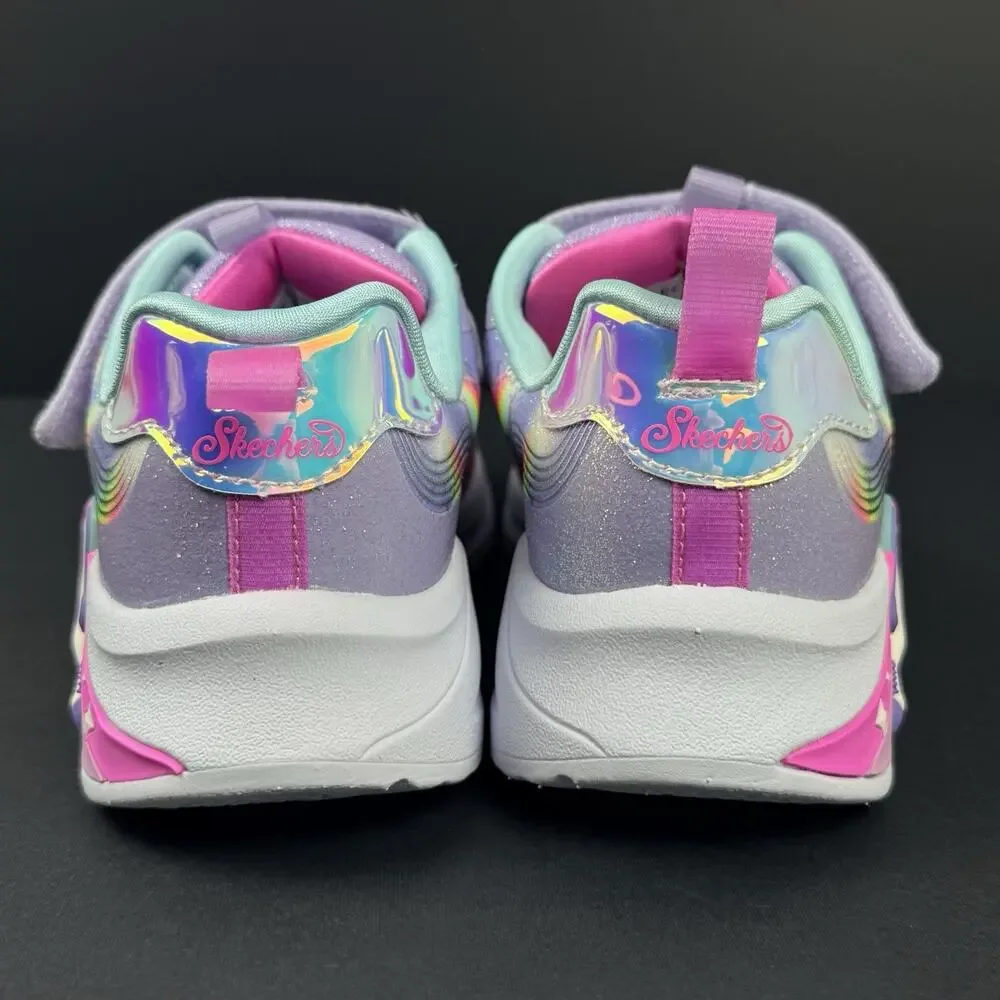 Skechers S Lights Unicorn Chaser Kids Size 12 Lavender Light Up Sneakers New
